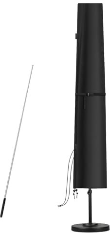 SanGlory Parasol Cover for 2-3m Parasol, Patio Umbrella Covers Waterproof Cantilever Parasol Protective Cover with Zip, Garden Outdoor Umbrella Cover with Rod, Windproof & Anti-UV, 180x30/40cm