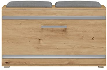CDF Schuhschrank Opal | Farbe: Eiche Artisan | Ideal für Diele, Flur, Büro | Schuhaufbewahrung | bequemer Sitz | 4 Schuhregale | modern | Flügeltür