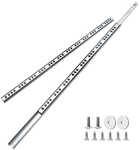 Cjueiom 16 Inch Drawer Slides Runners, 10 Pack, Silver | Ball Bearing, Metal Two Way Slide Track Rail, 17mm Wide, For Grooved Drawers Cabinet Cupboard, Keyboard Tray Runners