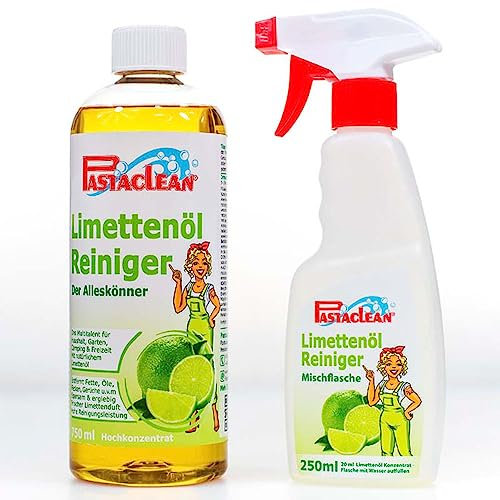 Pastaclean® Limettenölreiniger Konzentrat - Starker Allzweckreiniger, Enorme Fett- und Schmutzlösekraft, 750 ml Reiniger + 1x Mischflasche