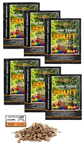 6 x Turbohefe - Alcotec Turbo Fruit 60g, Hefe zur Fruchtgärung, Turbo Hefe, Hefe für Maische, Hefe für die Gärung, Wodka-Hefe