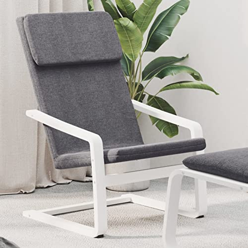 Homgoday Komfortabler Relaxsessel Dunkelgrau/Weiß - Massives Birkenholz, 59x82x98 cm, für Wohnzimmer & Lounge Model351053