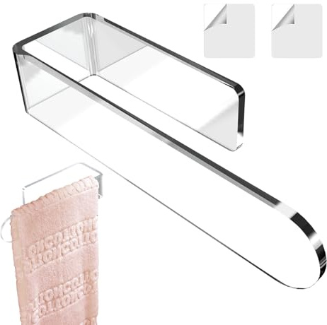 JINGAN Portasciugamani da bagno con supporto in acrilico a forma di U, portasciugamani a mano autoadesivo, anello aperto per servizi igienici, , cucine