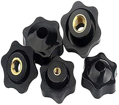 Rändelknöpfe, Rändelschraube, Rändelschraube 5 Stück M4 M5 M6 M8 M10 M12 Pflaume handfest anziehende Muttern Griffgewinde mechanische schwarze Rändelmuttern Klemmknopf Manuelle Muttern (Farbe: M5 32 T