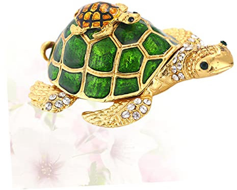 Amosfun Cartoon-Schildkröte - Autoverkleidung Ornament Diamant- Vintage- Schildkröte aus Metall bemalte Schildkröte Esstisch Statue Innere Dekorationen schmücken