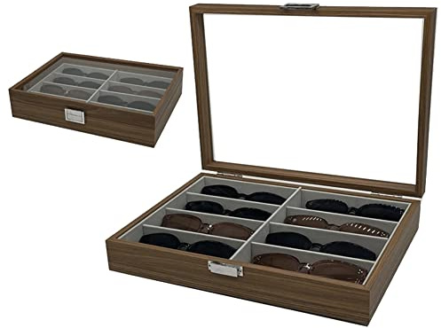 Tagtight Brillen Organizer für 8 Brillen, Brillenbox zur Aufbewahrung Sonnenbrillen, Brillen Vitrine Gehobene, Brillen Schmuck Organizer Display, Brillen Box für Sonnenbrille, Schmuck, Uhr