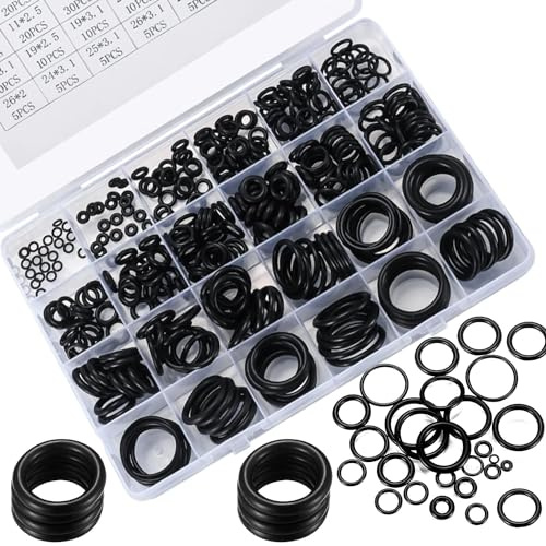 360 Pcs O Ring Assortment Kit,Rubber Washer Orings, Black 24 Sizes Pressure Washer O Ring Kit for Faucet, Hose, Automotive, Air Gas Plumbing Sealing Repair O Rings