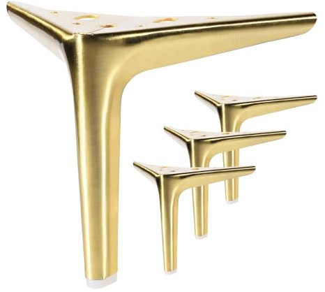 Anterrific 15 cm/6 inch Brushed Gold Furniture Legs, Metal Legs for Furniture Set of 4, DIY Replacement for Sofa, Cabinet, Ottoman, Table, Night stand and Dresser Legs