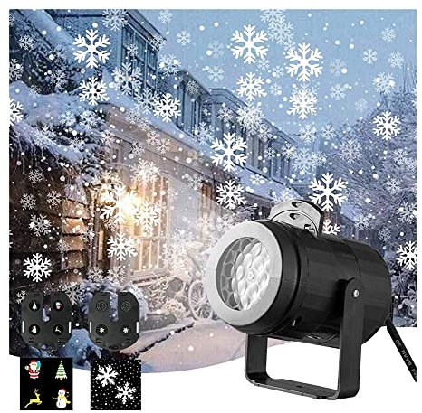 Luces de proyector de Navidad, proyector de copo de nieve, luces giratorias de nieve de Navidad con 2 películas para decoración de interiores y exteriores