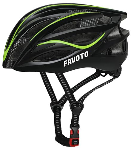 Favoto Fahrradhelm für Erwachsene Fahrrad Helmet mit Abnehmbarer Innenfutter Verstellbar Rennradhelm Rollerhelm Mountainbike MTB Helm für Herren Damen Schwarz-Grün M (55-58cm)