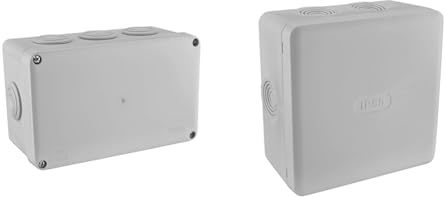 Debflex 718050 Electrique Exterieur-Boîte de dérivation étanche en saillie carrée IP55 & 718808 Boite de derivation electrique etanche exterieur - IP55 115X115 cm, Gris