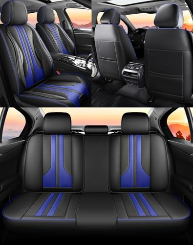 NOBQUA Autositzbezüge Universal Set, Leder Autositzbezug Komplettset, Vordersitze & Rückbank，Universal Fit für die meisten PKW, SUV, Limousinen und LKW
