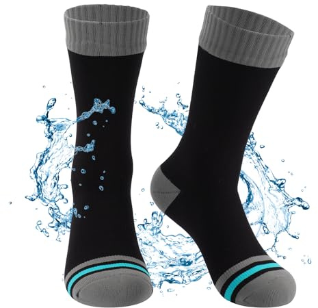 Unisex Waterproof Socks (UK, Alpha, M, Regular, Regular, Gray Black)