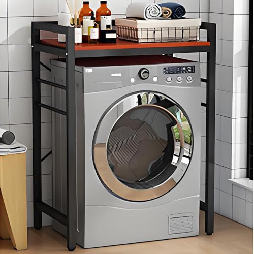 Mueble Lavadora Secadora, Unidad De Almacenamiento Sobre Lavadora Para Lavandería, Estantería Encima De Lavadora, Para Lavadora Para Baño, Cocina, Balcón, Lavandería, Carga 300KG(Black+brown)
