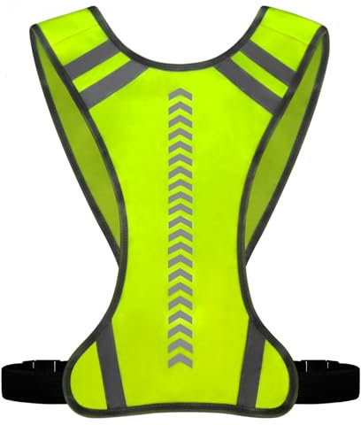 Oykrueats Warnweste Erwachsene,Flexibel Einstellbar Reflektierende Weste,Fluoreszierendes Grün Sicherheitsweste,Außenbereiche Laufweste Reflektierend mit Tasche,für Outdoor Aktivitäten Bei Nacht