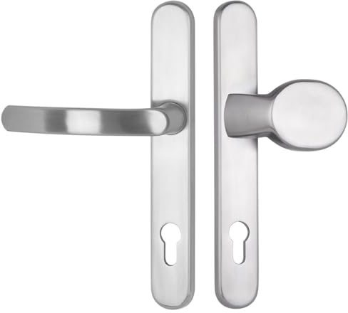 FELGNER Garniture à cadre étroit Siena | Garniture de porte à long noyau | Garniture interchangeable de haute qualité avec bouton et poignée | Ferrure de porte robuste pour cylindre profilé