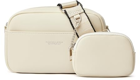 Damaxelväska med kedjerem, 2-i-1 multifunktionell crossbody-väska med avtagbar miniplånbok, modern axelväska, Vit