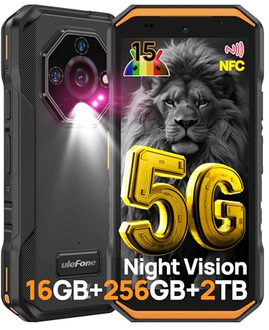 Ulefone Armor X32 Pro 5G Movil Resistente 2025 Android 15 Smartphone 16GB+256GB/SD-2TB 5500mAh Teléfono Movil 5,65”, Cámara 64MP+16MP+25MP, 3-Slots/Flashlight/Face ID/Fingerprint/GPS/OTG/NFC Naranja