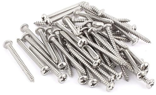 TA-VIGOR 50Pcs Self Tapping Screws, M3.5 Phillips Pan Head Screw, 40mm Round Head Tapping Screws, Stainless Steel Machine Wood Fasteners Bolts for Wood, Drywall, Furniture, Repairing