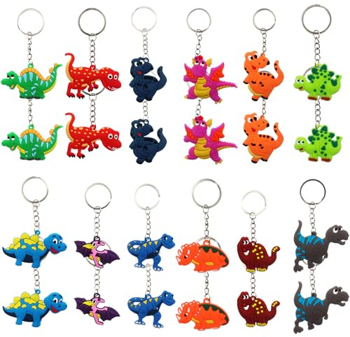 Acuiwer Schlüsselanhänger für Cartoon Mitgebsel Kindergeburtstag Party Geschenke Mitgebsel Gefälligkeiten Schulanfang (Dinosaur-24P)