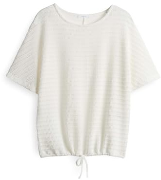 OPUS Damen Kurzarmshirt | Strukturiertes Jerseyshirt SARONJI Paris Loose mit Fledermausärmeln Milk, 44