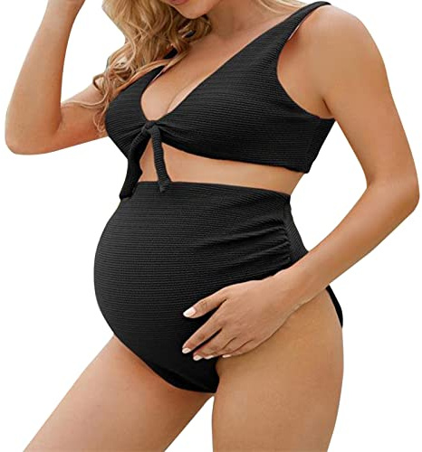 Generisch Traje de baño de maternidad para mujer, conjunto de parte superior y parte inferior de bikini, bikini de premamá de verano, traje de baño elegante, para sesión de fotos, vestido de