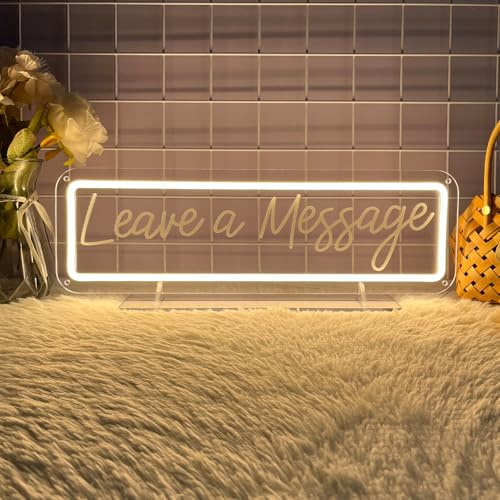 Ubaxquru Leave A Message Neon Schild, LED Neonlicht dekorative für Hochzeiten, Wohnungen, Unternehmen, USB 3-stufig einstellbare Helligkeit für Hochzeiten, Party Decor