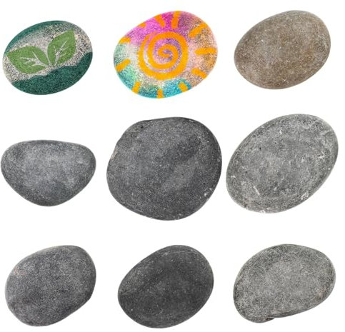 Milisten 9stücke Flache Steine Zum Bemalen Handgefertigte Flusssteine Für DIY-projekte Garten Und Aquariendekoration Große Kieselsteine Für Kreative Bastelarbeiten