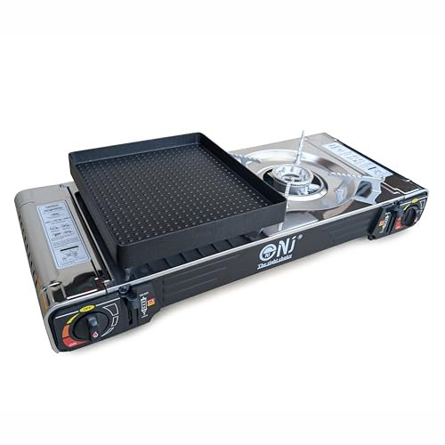 Double Camping Stove - 2 Burner Portable Gas Cooker Grill Plate Carry Case and Bag