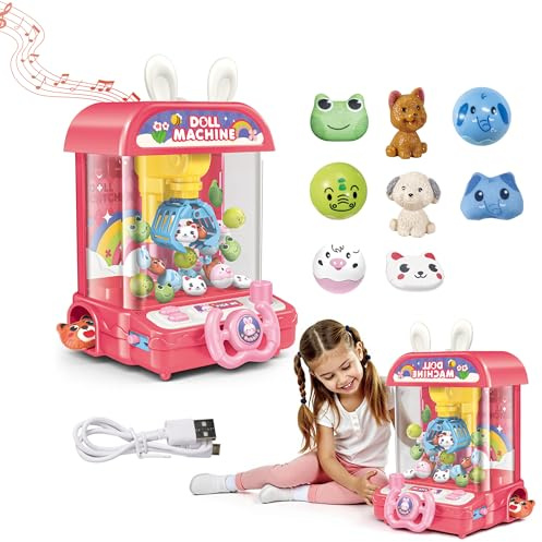 HONGYEE Mini Machine à Pinces avec Musique,Distributeur de Bonbons Candy Doll,Distributeur de Prix pour Les Enfants de 3 4 5 6 7 8ans,Cadeau d'anniversaire pour Fille ou Garçon