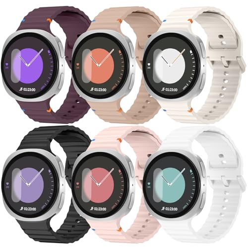 Msksjer Sportband kompatibelt med Samsung Galaxy Watch 8 40 mm 44 mm/8 Classic 46 mm för män och kvinnor, icke-Gap mjuka silikonband för Galaxy Watch 8 Series, 6-pack armband