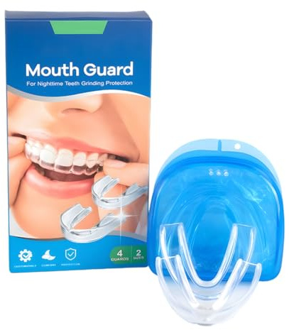 GXGM 4 Pièces Gouttiere Dentaire Bruxisme, Protecteurs Buccaux, Gouttiere Dent Bruxisme, Anti Grincement Dent, Protege Dent Nuit, Améliore La Qualité Du Sommeil