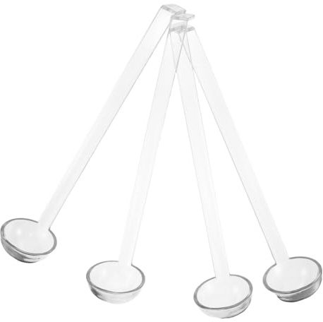 OUNONA 4pcs Long Handle Gravy Ladles Plastic Serving Spoons Reusable Kitchen Utensils for Catering Cocktail Parties and Fruit Juices