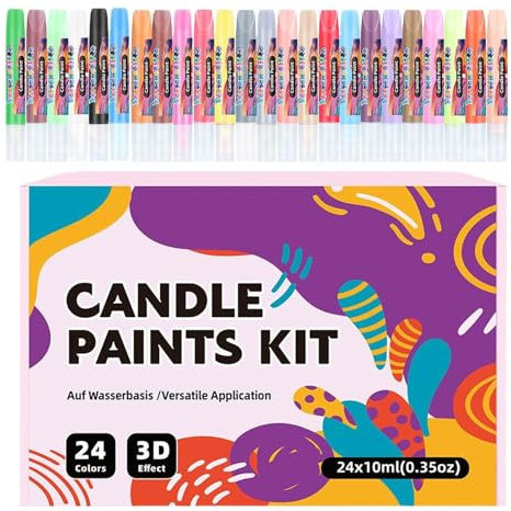 Fabric Art Paints – 24 Colors Creativee Crafting Kit, Textile Decoration Supplies, Versatile Design Tools | Candle Making Glassware Clothing T-Shirt Jacket Scarf Personalized DIY Activities