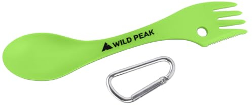 Wild Peak Plastic Spork - Lightweight & Strong All in one Spoon, Fork, Knife Cutlery with Optional Storage Bag ▲ (Spring Green, Without Storage Bag)