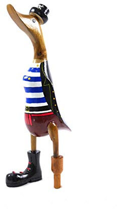 Pato decorativo de madera, 35 cm, diseño de pirata