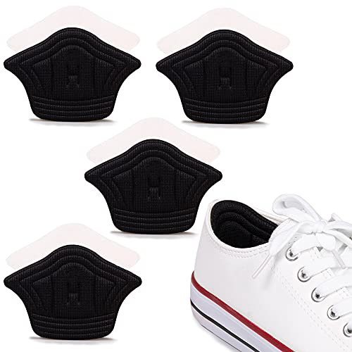 SULPO Fersenpolster für zu große Schuhe - Passt in fast jeden Schuh - Selbstklebend dank starken Klebepads, zuschneidbar - Einlagen aus Baumwolle & Schwamm - 4 Paare (Schwarz 10 mm)