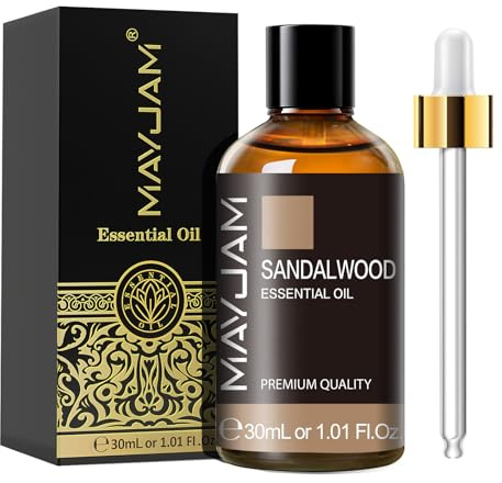 MAYJAM Aceite Esencial de Sándalo 30ml, Aceite de Sándalo para Difusor, Humidificador, Bricolaje, Hogar, Armarios