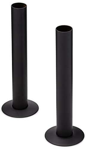 Sandy Beach Black TRV Thermostatic Radiator Valve, Pipe Covers Sleeves & Collars - Black Radiator Pipe Covers, Radiator Valve (130mm x 18mm)