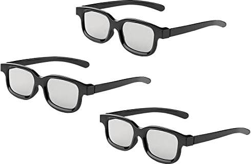 TOUMEI 3D Glasses, Circular Polarized Non-Flashing Passive 3D Glasses for Format Cinema/Passive Polarized 3D TV Projector - 3D Glasses That Supports 3D TV and Cinema (3pcs)