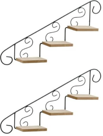 Ercheng Lot de 2 supports de pot de fleurs en forme d'escalier, étagère murale à suspendre pour escalier, étagère murale en métal