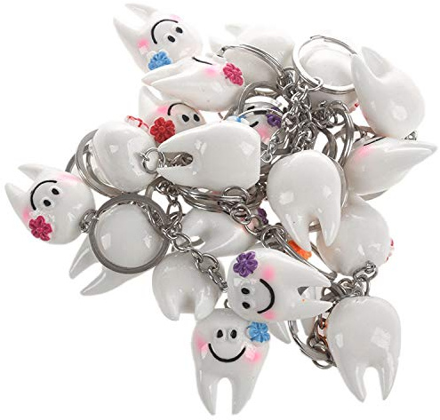 KVSERT 20 Stück Schlüsselanhänger in Zahnform, niedliches Dental-Geschenk, / silber, Einheitsgröße