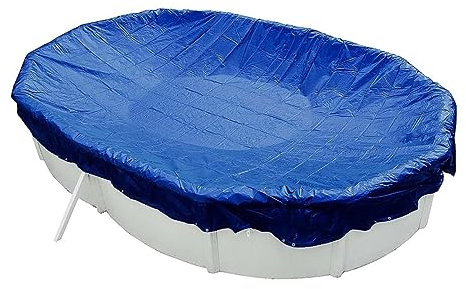EVOLUTION Abdeckplane Oval 490x300 cm Blau mit Übermaß Sommer & Winter Pool Schwimmbad