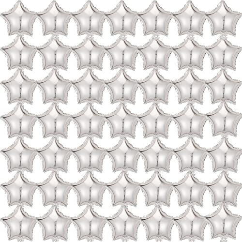50 palloncini a forma di stella da 25,4 cm, in Mylar a cinque punte, per baby shower, rivelazione di genere, matrimoni, compleanni o feste di fidanzamento, argento