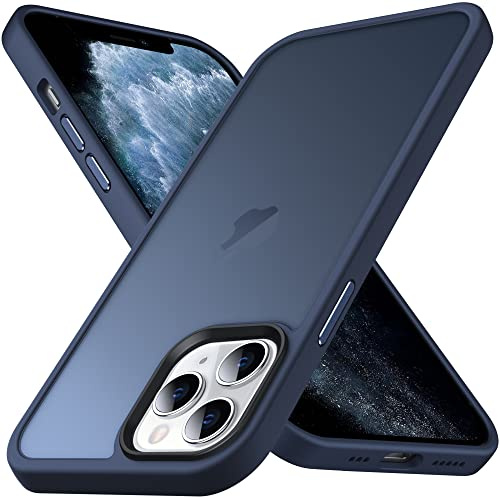 Anqrp Designed for iPhone 11 Pro Square Case, [Military Shockproof] Super Soft Silicone Slim Translucent Matte Protective Phone Cover, Compatible with iPhone 11 Pro 5.8, Blue