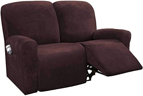 XVBVS Ruhesessel Sofa Bezüge aus Samt, Stretchhusse für Relaxsessel Sesselbezug, 6-teiliger Weicher Sesselüberzug, Rutschfester, Waschbarer Sesselschutz Sofaüberwurf für Wohnzimmer (Color : Braun)