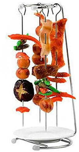 FAMKIT Grillspieße aus Edelstahl, 4-teiliges Set mit vertikalem Spießgestell und Bodenplatte