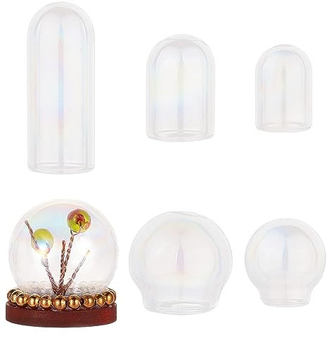 NBEADS Mini Campane A Cupola in Vetro da 12 Pz 2 Stili, Campana Rotonda Campana Terrario Colonna Cupola in Vetro Copertura per Centrotavola Piante Rocce Campioni Decorazioni Floreali