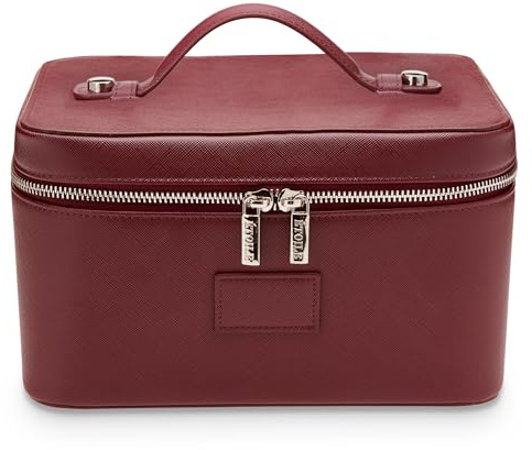 ETOILE - Vanity Case - Stylish Travel Makeup Bag Organizer with Dividers, Burgundy, Zippered Vanity Case With Convenient Carry Handle
