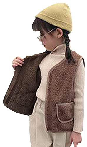 Kinderwesten Für Jungen Jacke Ärmellose Teddy Weste-Mantel Kapuzenweste Mädchen Fleece Übergangsjacke Ohne Kapuze Stehkragen Winterjacke Weste Oberbekleidung Fleeceweste Mantel